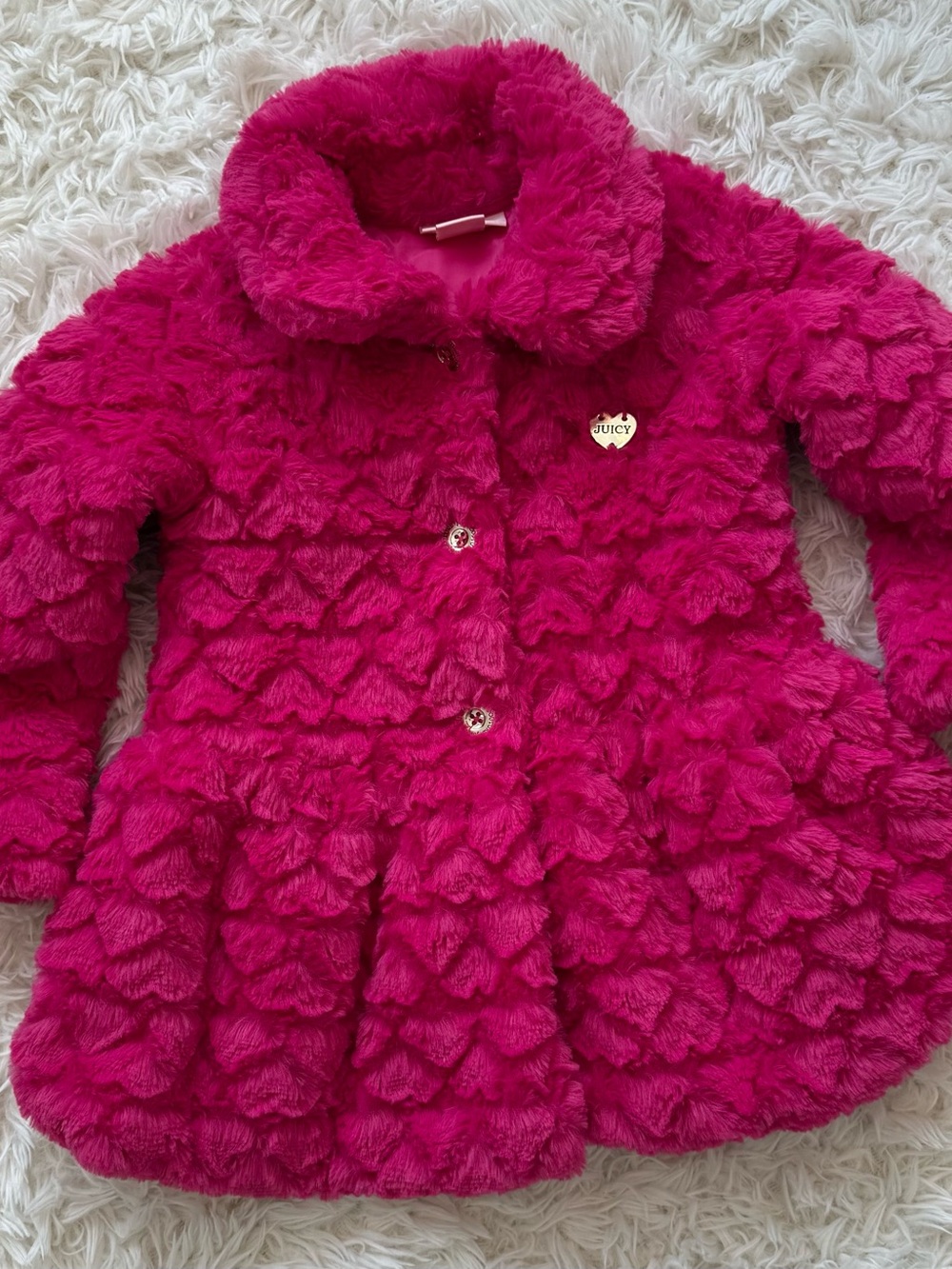 Juicy Couture Girls' Hot Pink Faux Fur Coat Sz 4T